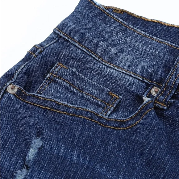 Dark Wash Distressed Skinny Jeans - Picture 9 of 9